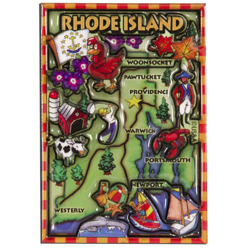 Magnet - Dual Level Epoxy - Rhode Island Map
