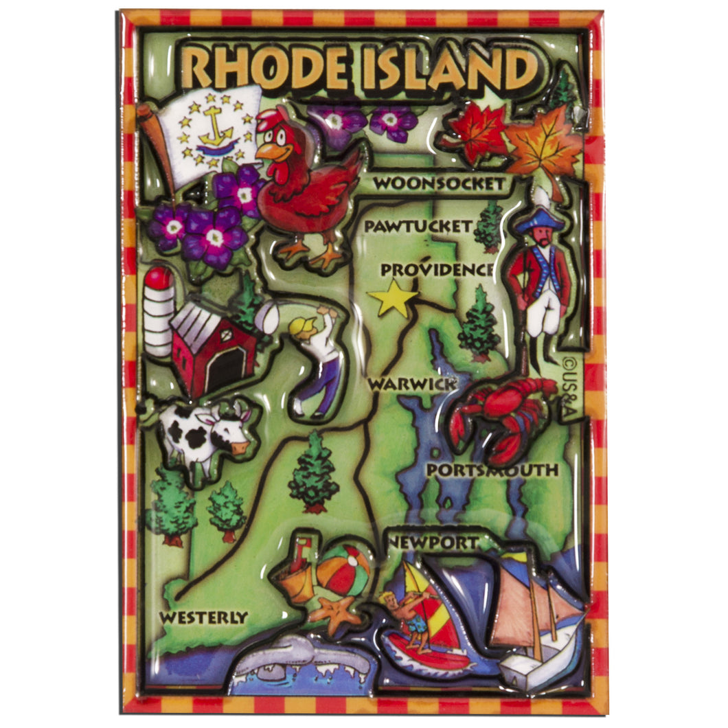 Magnet - Dual Level Epoxy - Rhode Island Map