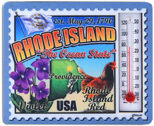 Magnet Wood Thermometer Rhode Island Stamp