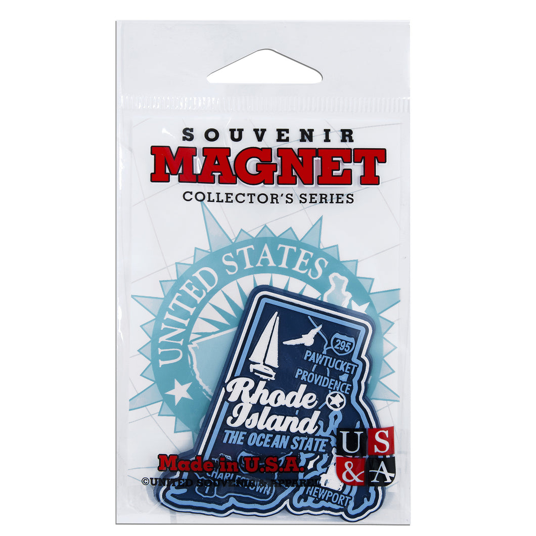 MGRI98 Magnet 3 Color Map Rhode Island with Cities