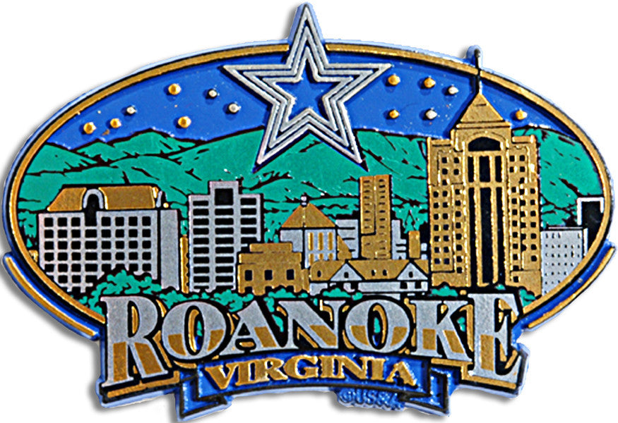 Rubber Magnet Large Roanoke Skyline