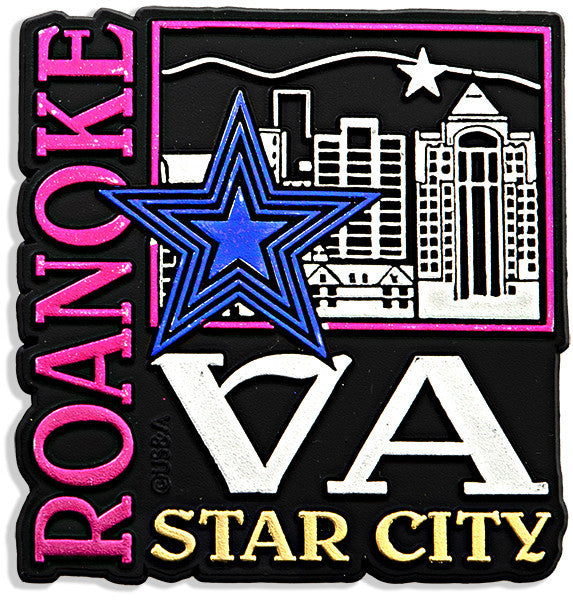 Rubber Magnet Large Roanoke Metallic Square