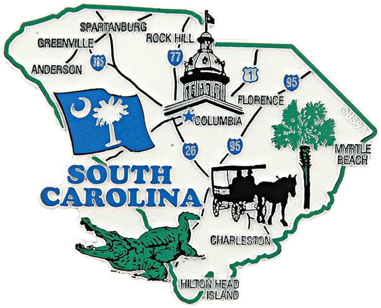 Rubber Magnet Large South Carolina Map