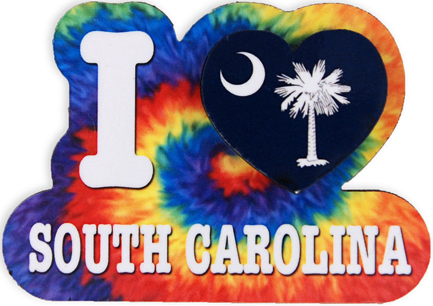 Magnet Wood Tie Dye I Heart SC