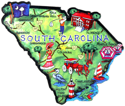 Magnet Large Artwood South Carolina Map