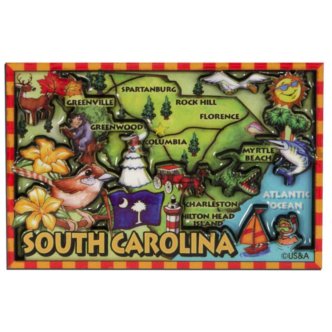 Magnet - Dual Level Epoxy - South Carolina Map