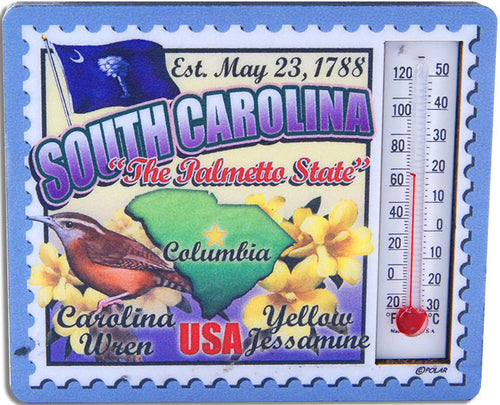 Magnet Wood Thermometer South Carolina Stamp
