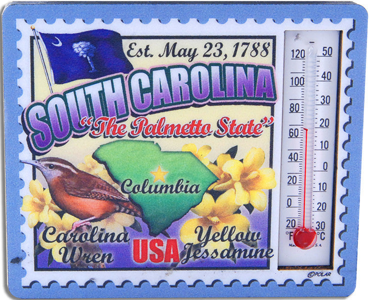 Magnet Wood Thermometer South Carolina Stamp