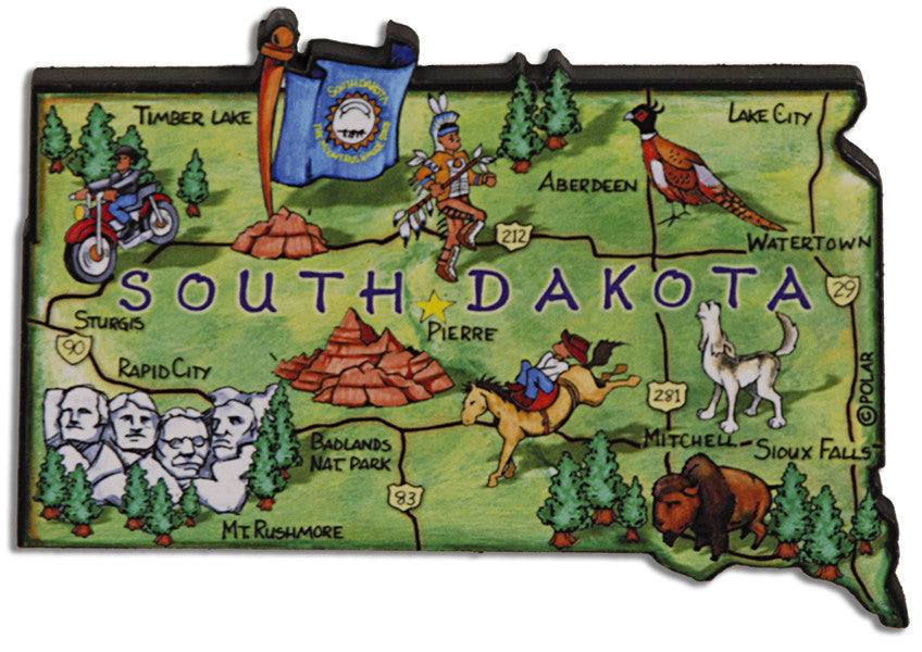 Magnet Large Artwood South Dakota Map