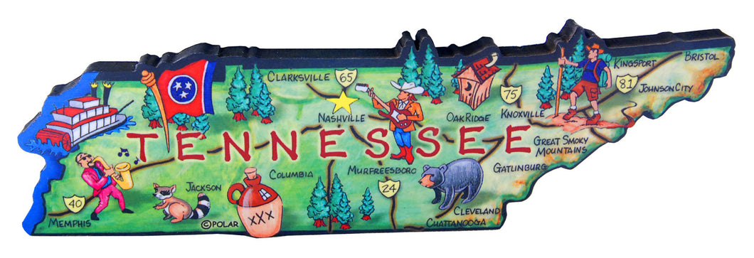 Magnet Large Artwood Tennessee Map