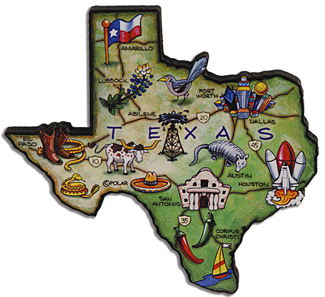 Magnet Large Artwood Texas Map