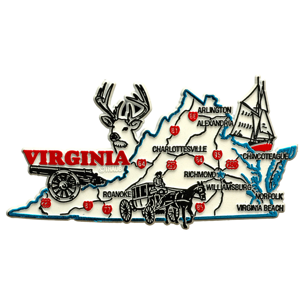Rubber Magnet Large Virginia Map