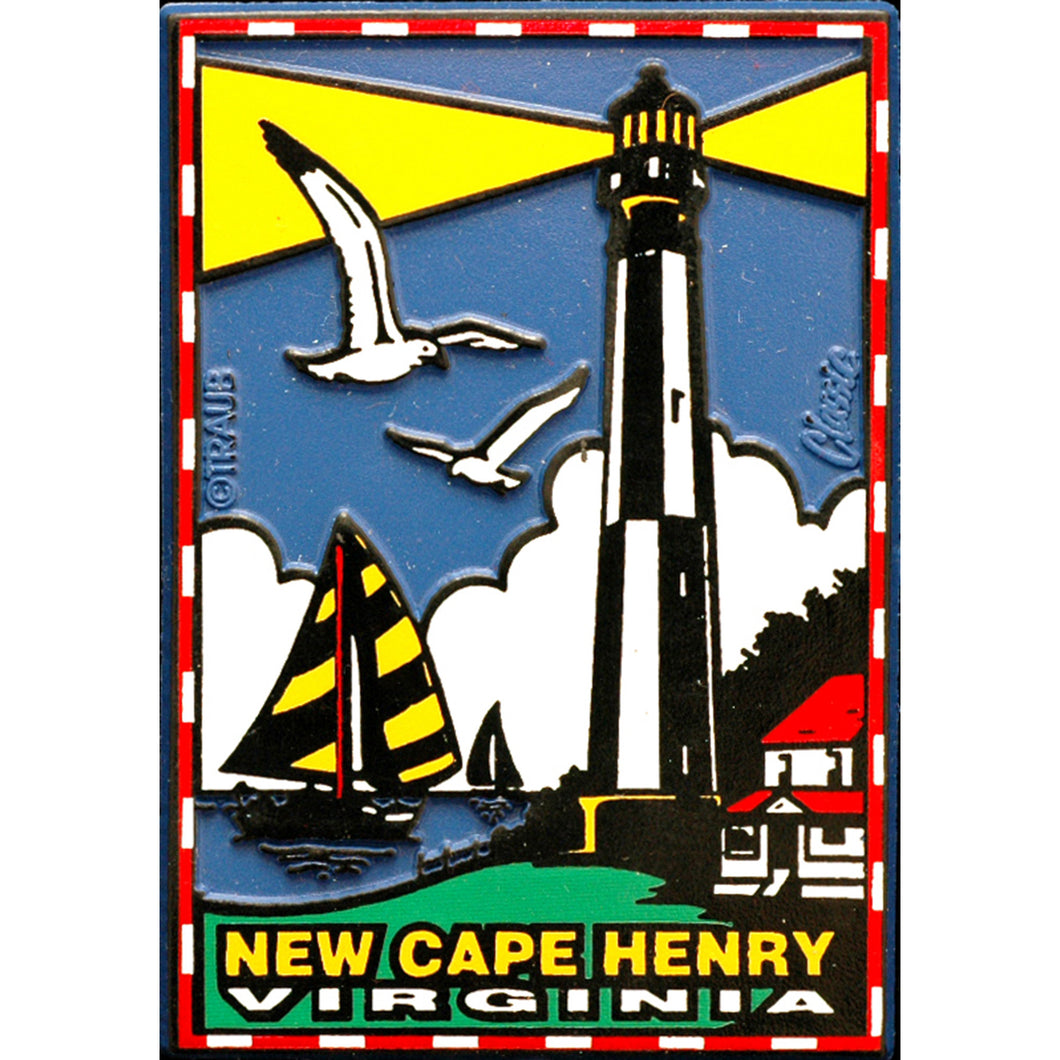 Rubber Magnet Large New Cape Henry VA Poster Lighthouse
