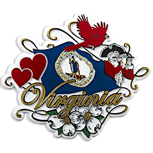 Rubber Magnet Large Virginia Flag with Scrolling