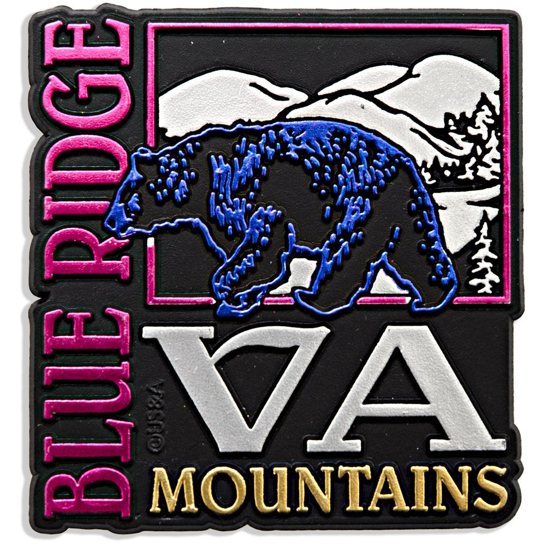 Rubber Magnet Large Blue Ridge Metallic Square