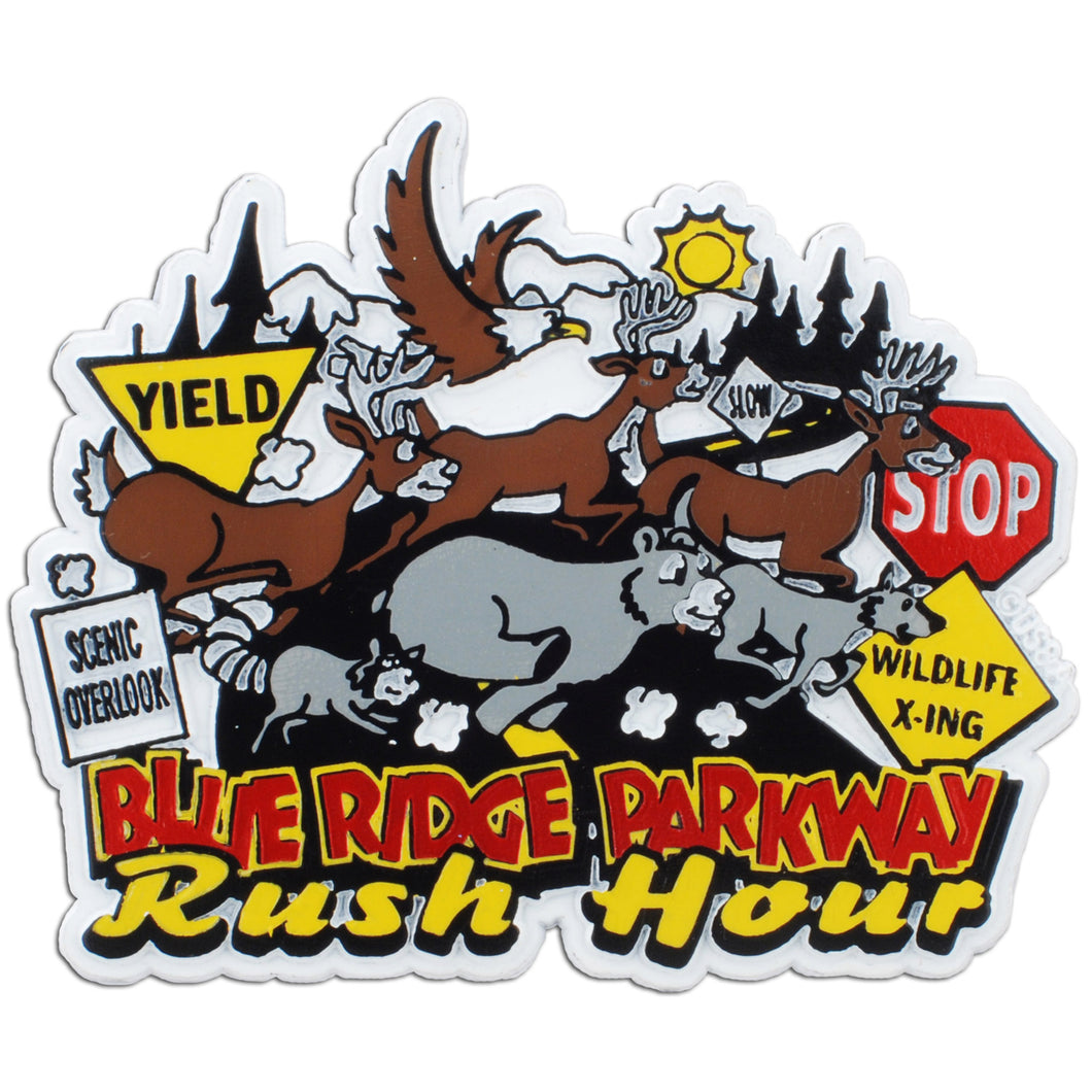 Rubber Magnet Large Blue Ridge Parkway Rush Hour