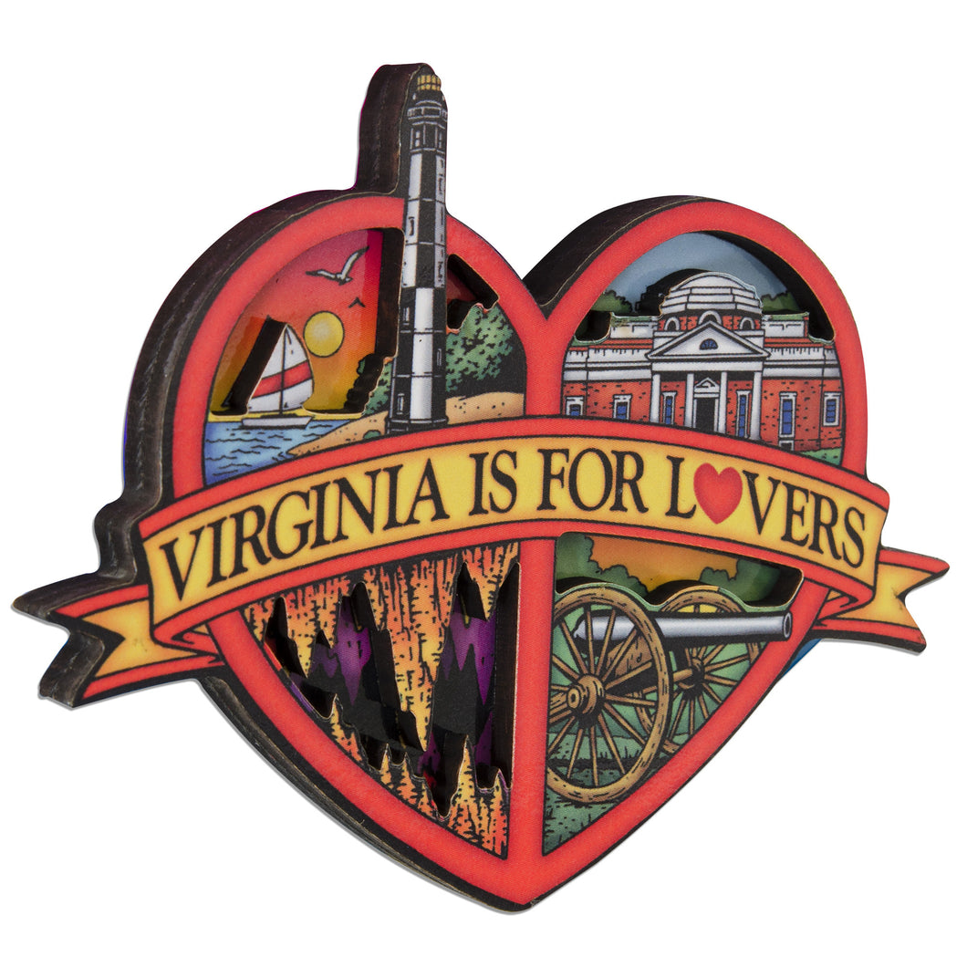 MGVA90 Magnet Wood Montage Virginia Heart Shape