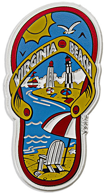 Rubber Magnet Large Virginia Beach Flip Flops