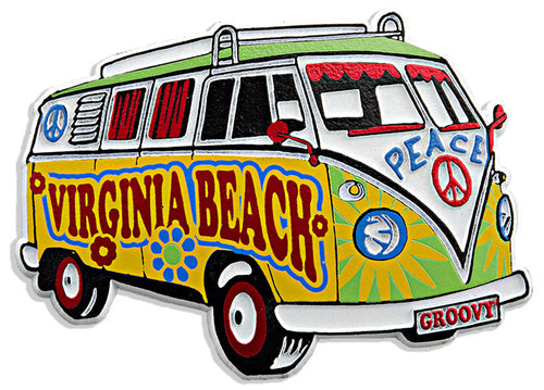 Rubber Magnet Large Virginia Beach Hippie Bus
