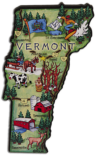Magnet Large Artwood Vermont Map