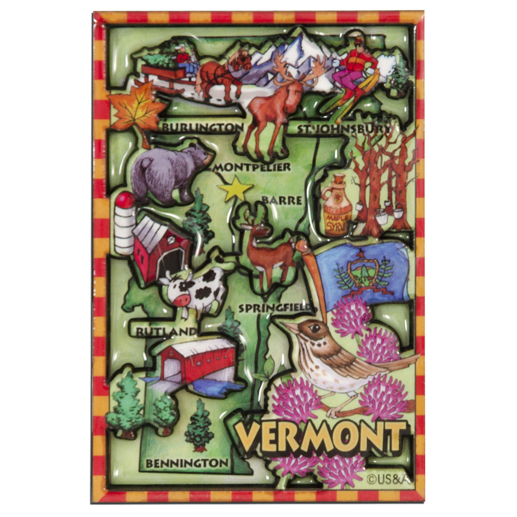 Magnet - Dual Level Epoxy - Vermont Map