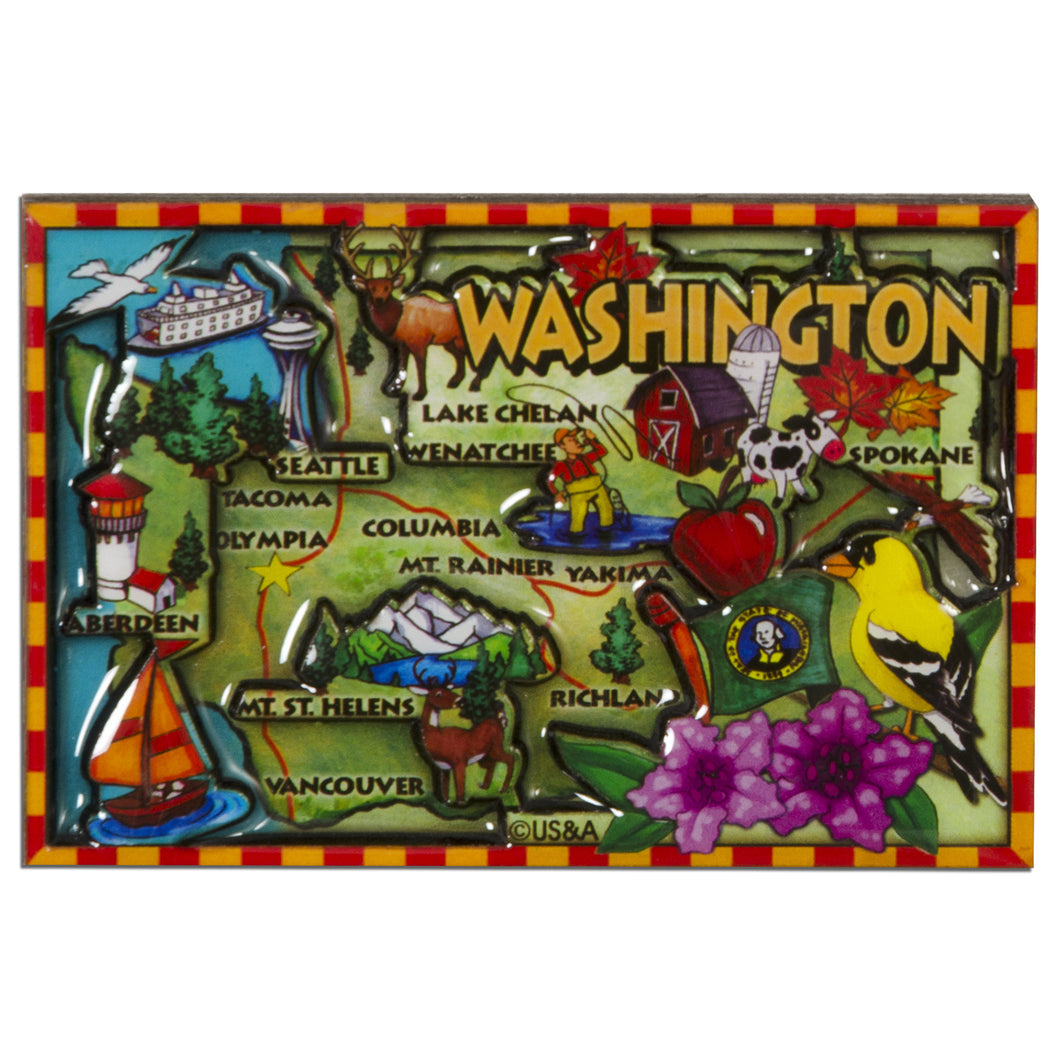 MGWA88 Magnet / Dual Level Epoxy - Washington State Map