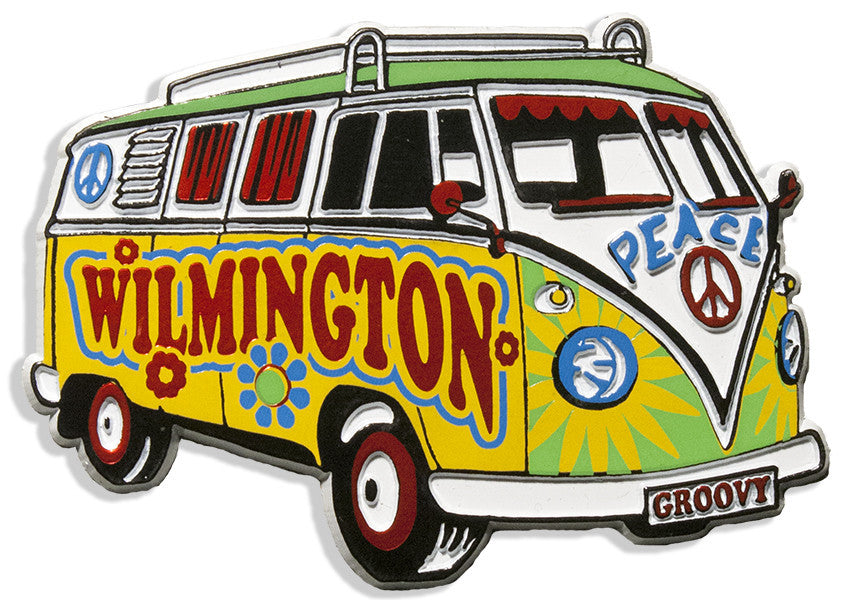 Rubber Magnet Large Wilmington Hippie Bus