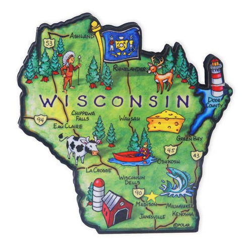 Magnet - Large Artwood - Wisconsin Map