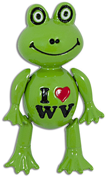 Magnet Moving Frog GREEN I Heart WV
