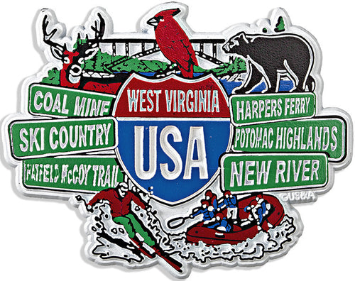 Rubber Magnet Large West Virginia Signs