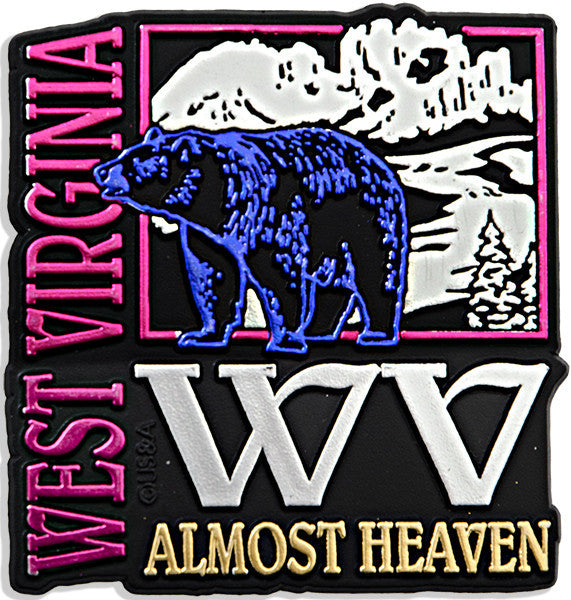 Rubber Magnet Large West Va Metallic Square