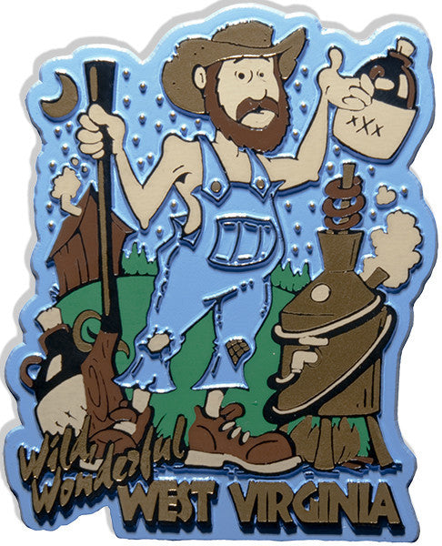 Rubber Magnet Large West Va Wild & Wond Moonshine