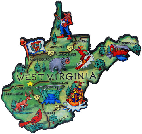 Magnet Large Artwood West Virginia Map