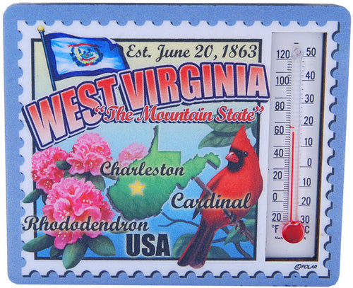Magnet Wood Thermometer West Virginia Stamp