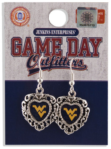 Earrings Carded West Virginia University Heart