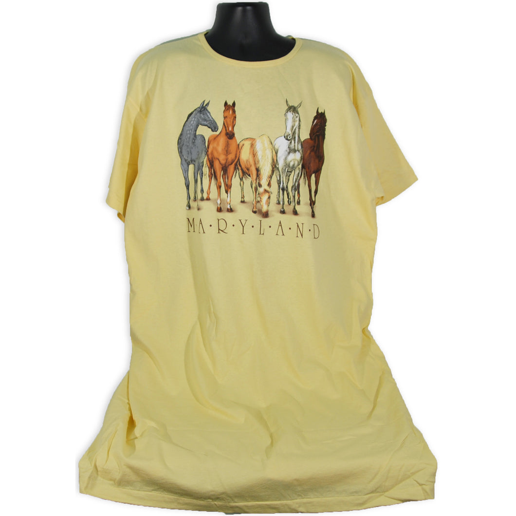 Night Shirt Maryland Horses Yellow