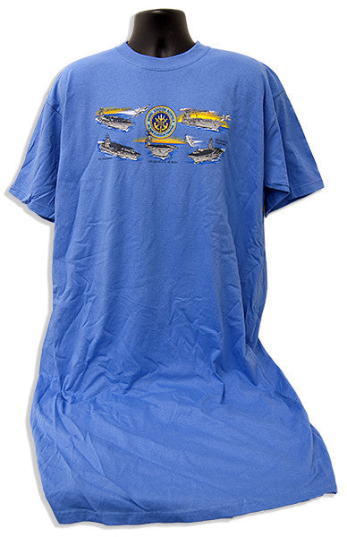 Night Shirt - Naval Station Seal with Carriers IRIS BLUE