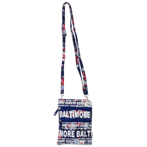 NWBM01 Robin Ruth Neck Wallet - Baltimore Flowers NAVY