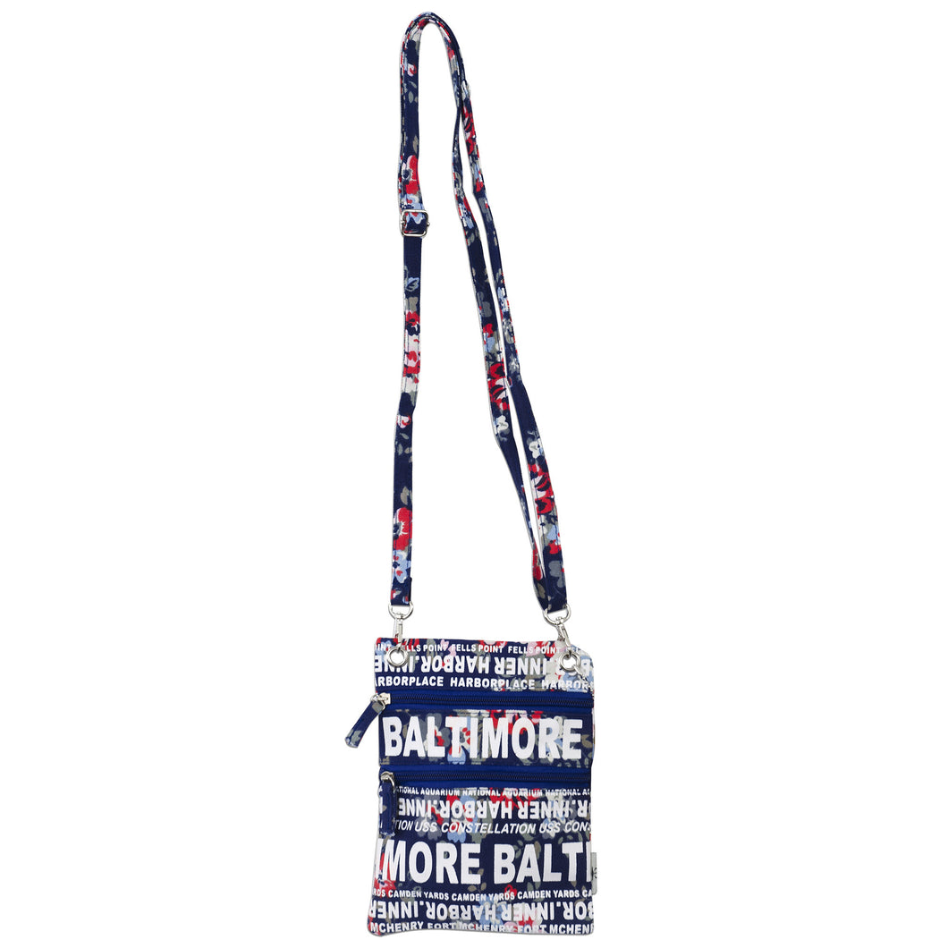 NWBM01 Robin Ruth Neck Wallet - Baltimore Flowers NAVY