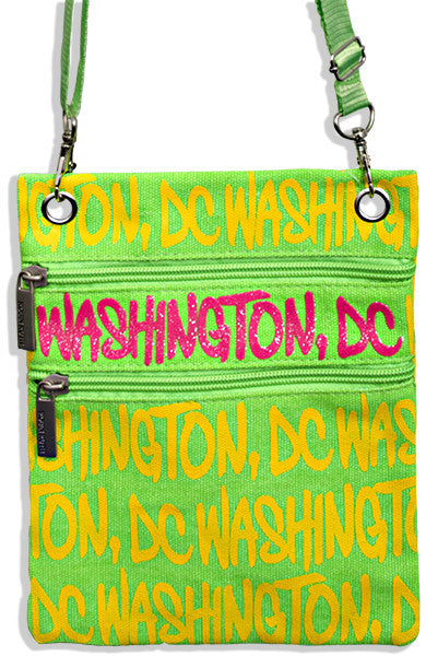 Robin Ruth Neck Wallet - Washington DC Neon Lime