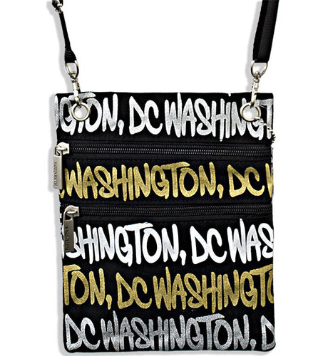 Robin Ruth Neck Wallet - Washington DC Black/White/Gold 