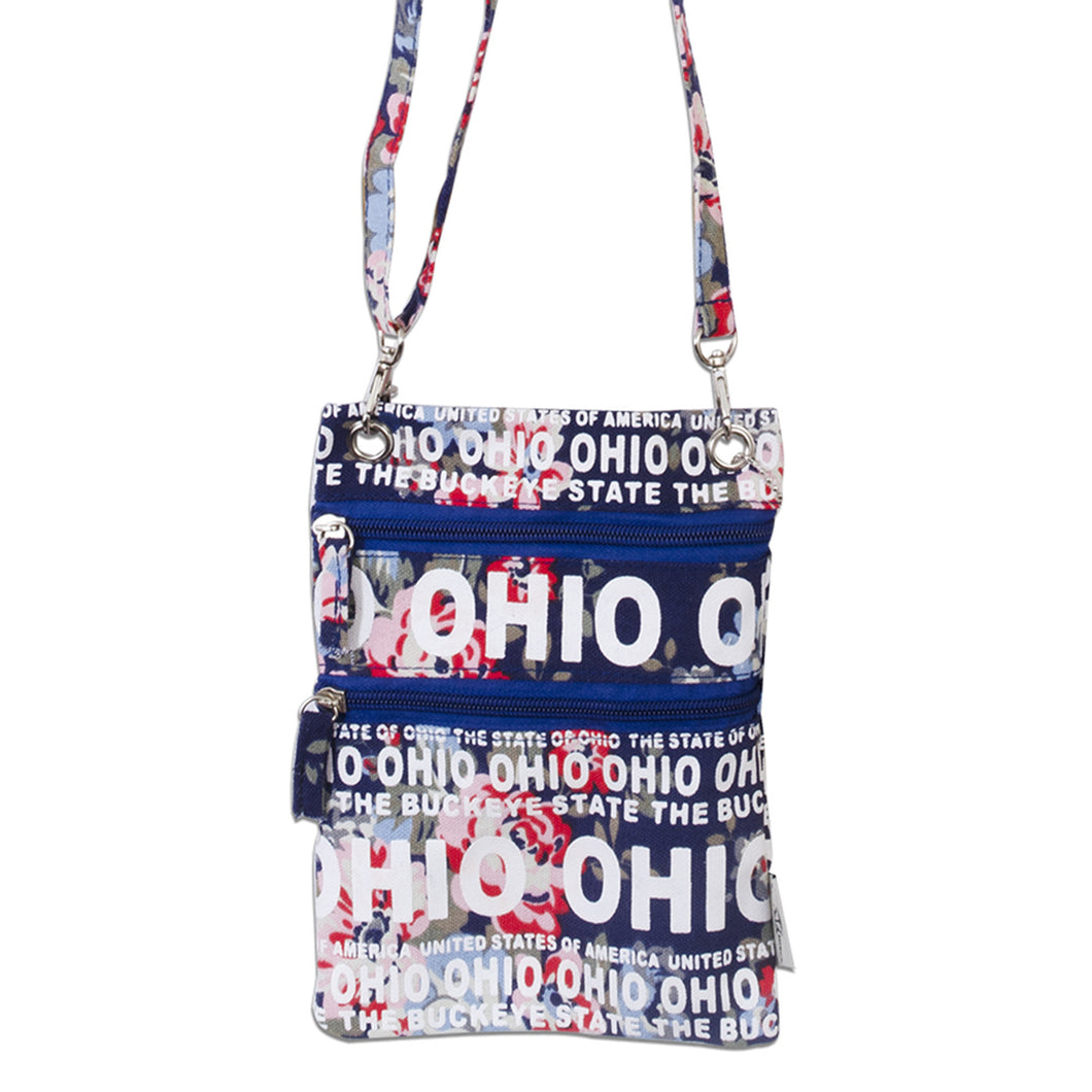 NWOH01 Neck Wallet / Flowers - Ohio NAVY