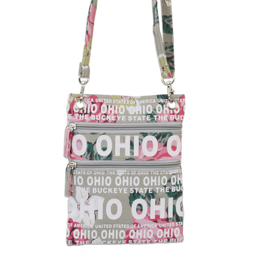 NWOH02 Robin Ruth Neck Wallet / Flowers - Ohio GREY