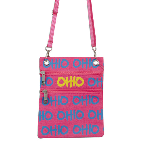 NWOH03 Robin Ruth Neck Wallet - Ohio Repeat NEON PINK