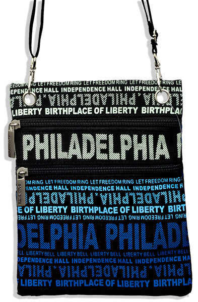 Robin Ruth Neck Wallet - Big City Philadelphia Rainbow BLUE