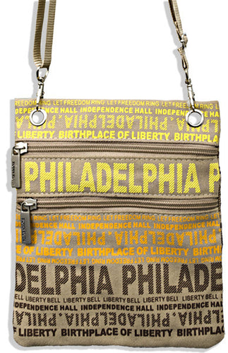 Robin Ruth Neck Wallet - Big City Philadelphia KHAKI/ORANGE