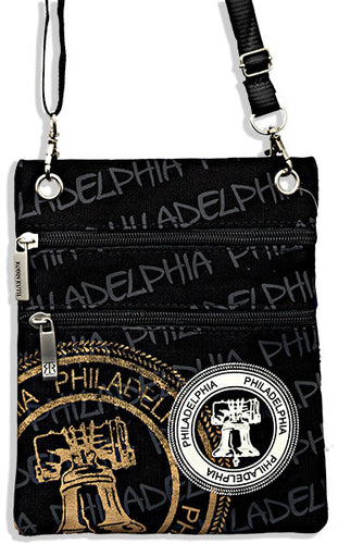 Robin Ruth Neck Wallet - Philadelphia Stamp BLACK