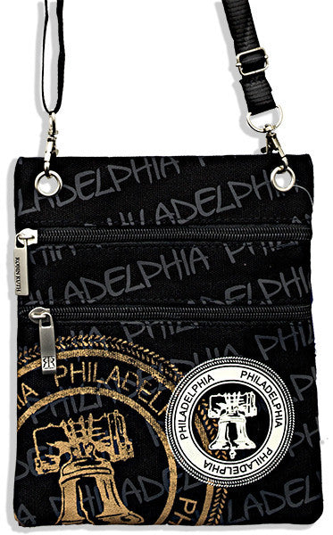 Robin Ruth Neck Wallet - Philadelphia Stamp BLACK