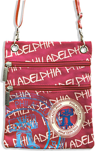 Robin Ruth Neck Wallet - Philadelphia Stamp FUSCHIA