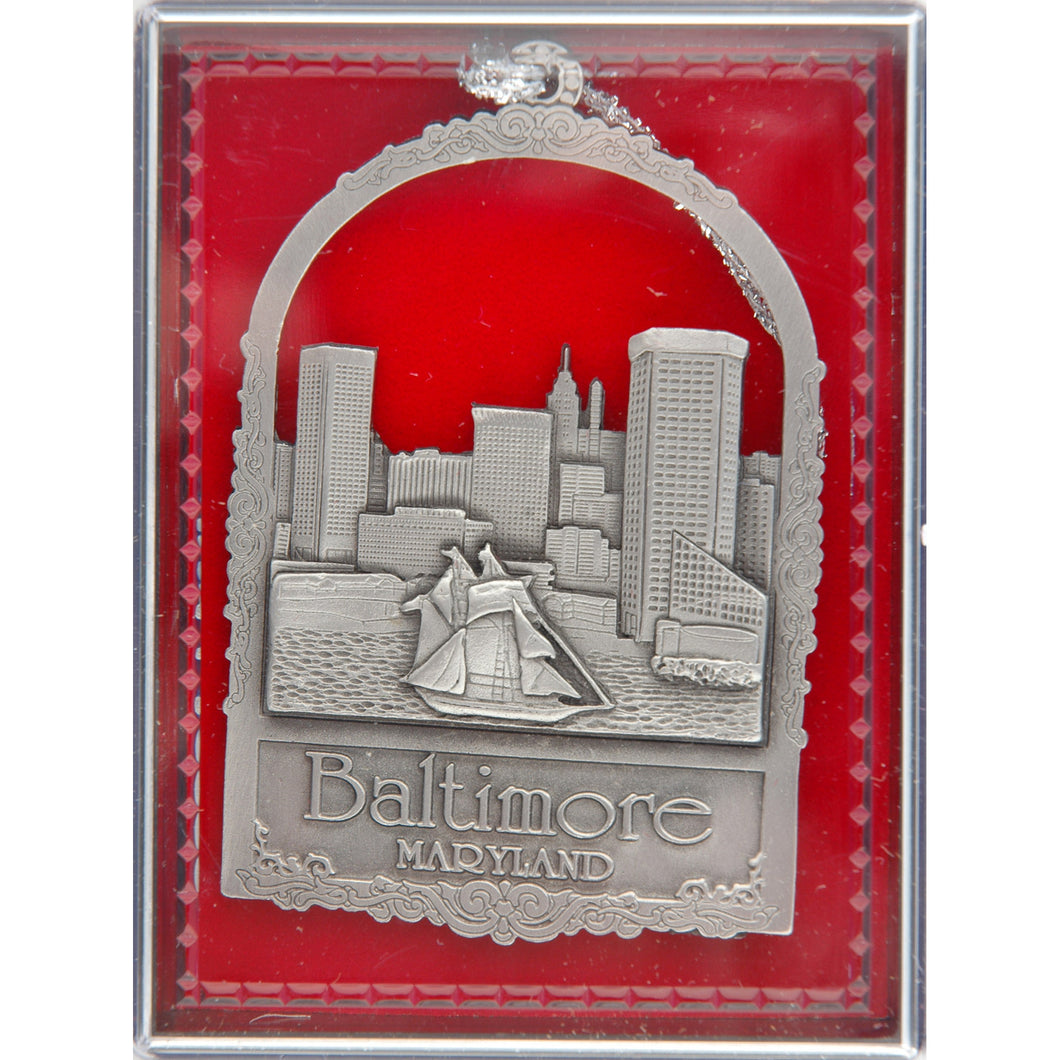 Ornament Pewter Baltimore Skyline